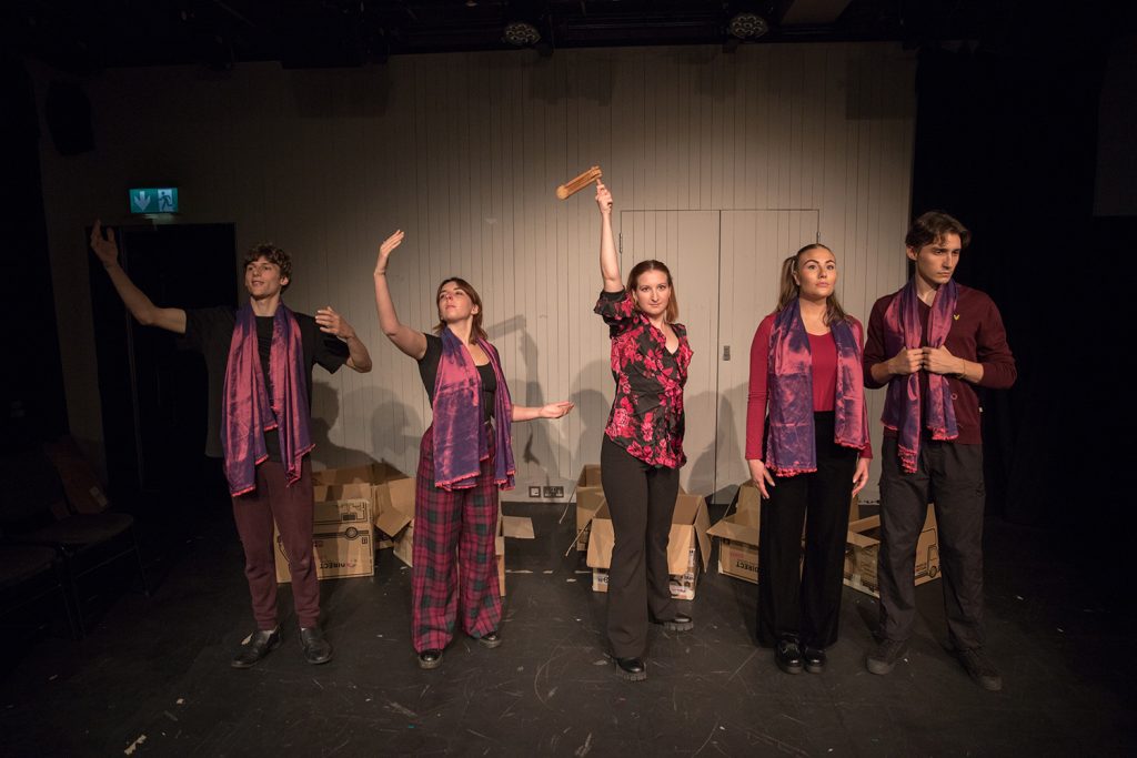 MArina Cusi Sanchez and the cast of The S is Silent perform The S is Silent at The Pleasance Theatre in London